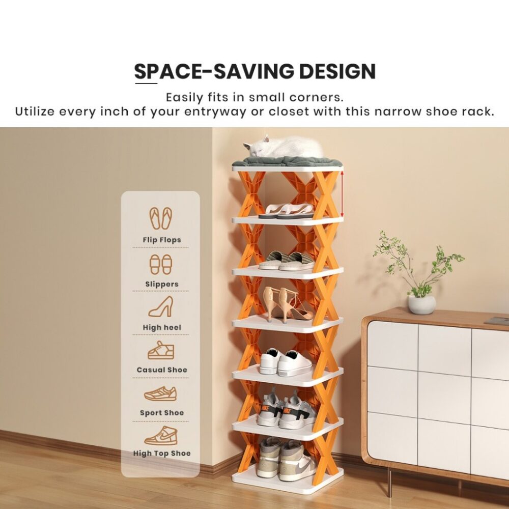 Rak Kasut Plastic Shoes Rack Multi-layer Narrow Shoe Rack Storage Cabinet Space Saving*Shelf Rak Kasut 鞋架 - Image 3