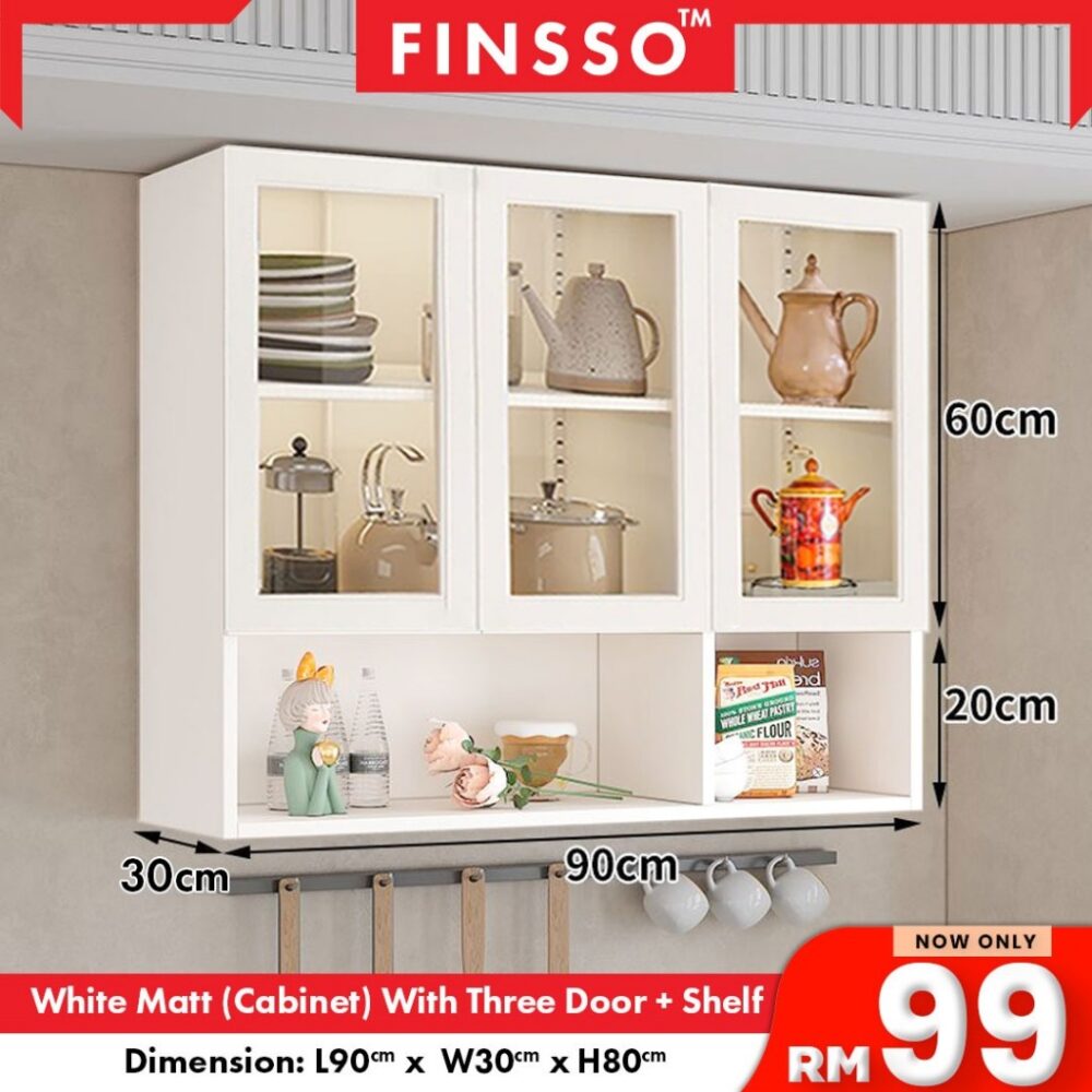 Multifunctional Kitchen Glass Wall Shelves Cabinet - Image 2