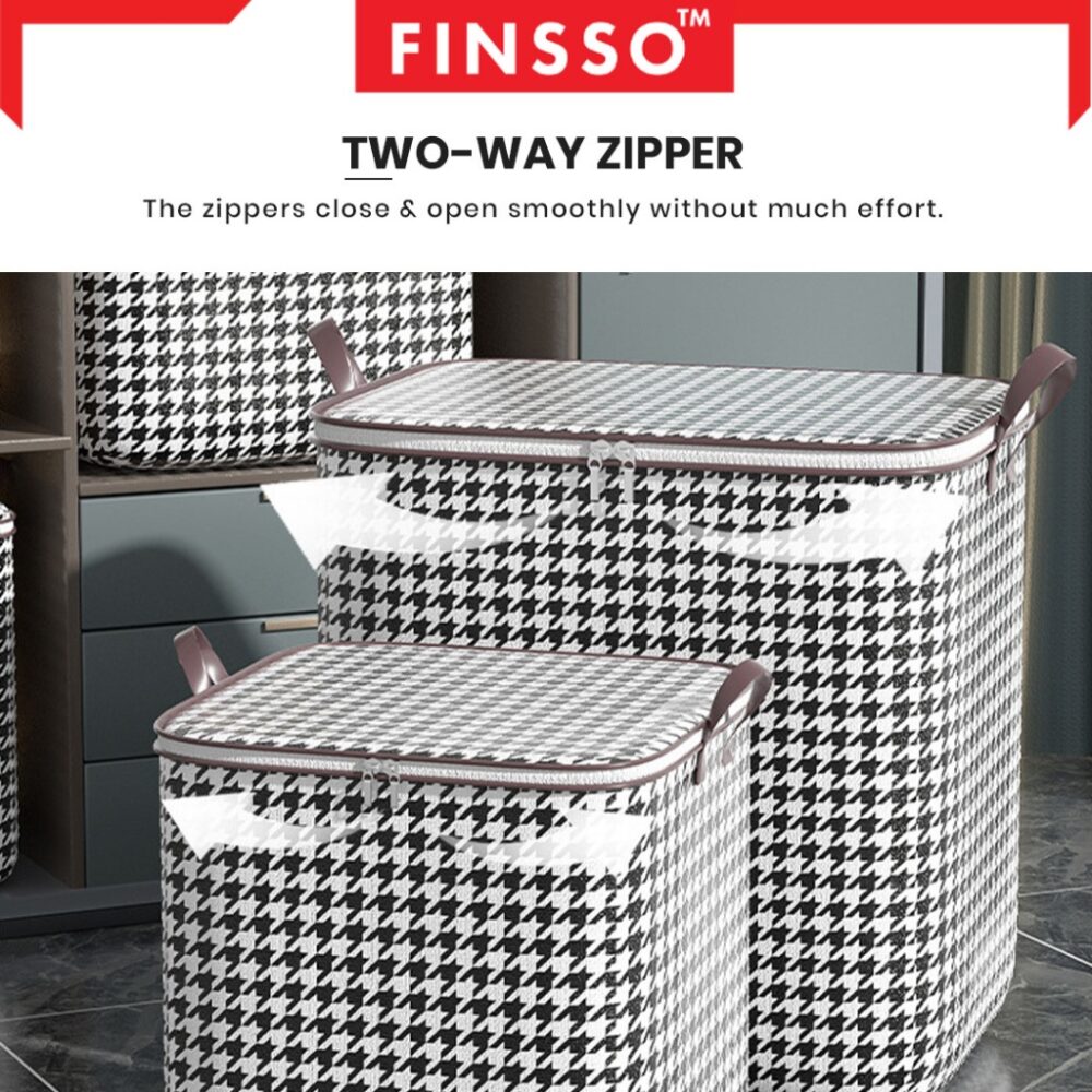 Houndstooth Storage Bag with handle - Image 2