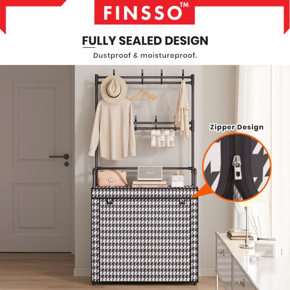 HEMNES-HOUNDSTOOTH Shoe Rack / rak baju + rak kasut 2 in 1 - Image 5