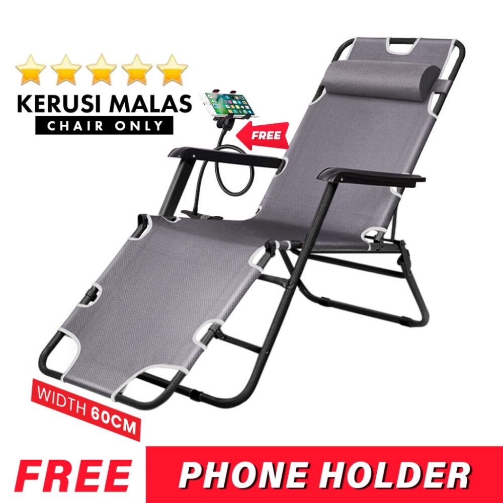 Foldable Lazy Chair Adjustable Lounge Reclining Bed for Office Balcony Garden Beach Camping with Cotton Pad