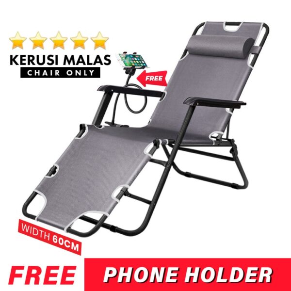 Foldable Lazy Chair Adjustable Lounge Reclining Bed for Office Balcony Garden Beach Camping with Cotton Pad