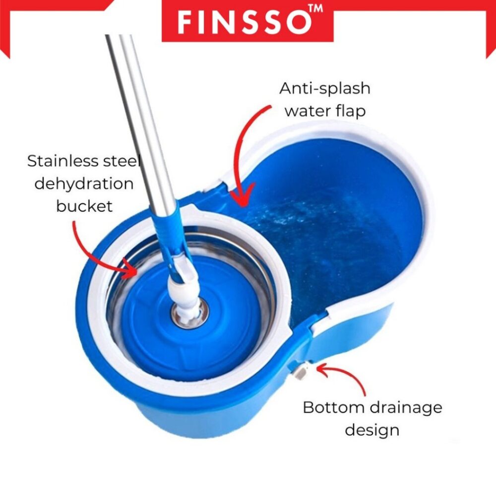 Stainless Steel Spin Mop with Basket & Wheels Multiple Color Choice Semi-auto Spin Mop - Image 6