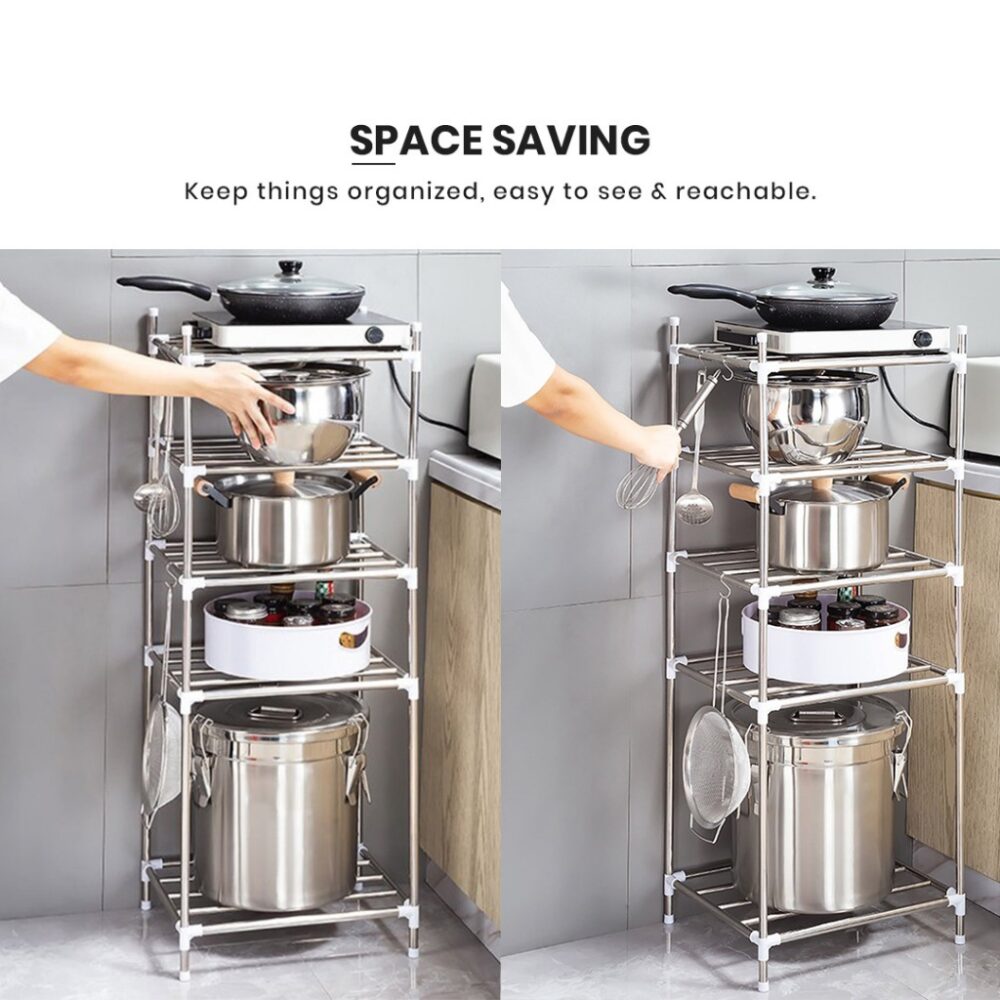 Cala Steel Pot Storage Shelf Collapsible Kitchen Accessories Dish Rack Holders Kitchenware Pan Cover - Image 2