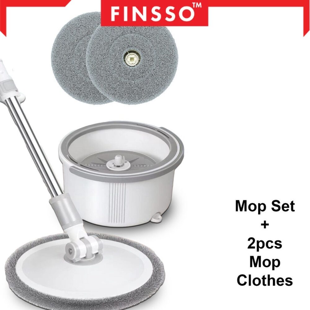 Momo Spin Mop Flat Mop Round Head Floor Clean Water Separated Mop Quick Dry Microfiber Cloth Mop Lantai Mop - Image 2
