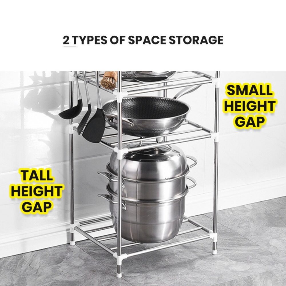 Cala Steel Pot Storage Shelf Collapsible Kitchen Accessories Dish Rack Holders Kitchenware Pan Cover - Image 5