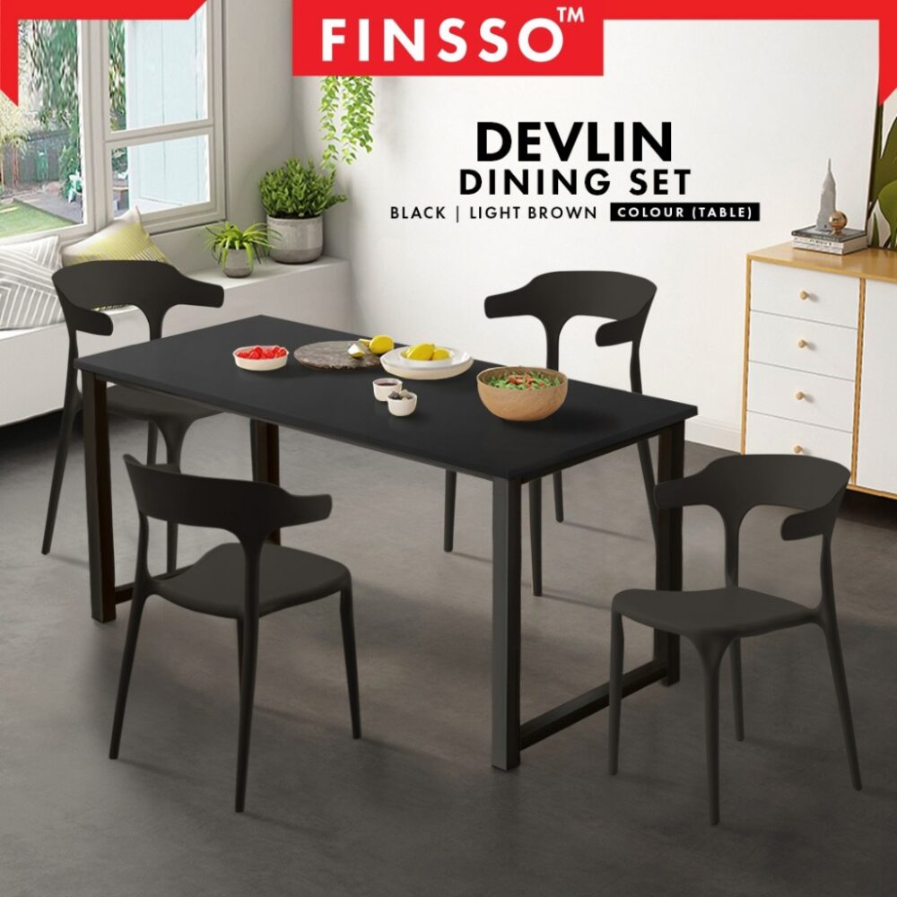 DEVLIN Contemporary Dining Set/Table with 4 Chair /Dining table / meja makan 4 kerusi - Image 2