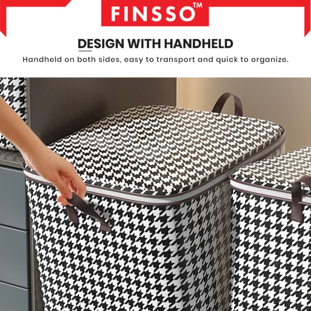 Houndstooth Storage Bag with handle - Image 3