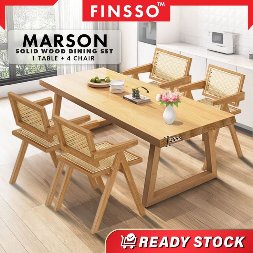 Marson Solid wood Dining Table 120x60cm / Dining Set with 4 Chairs/Dining chair - Image 2