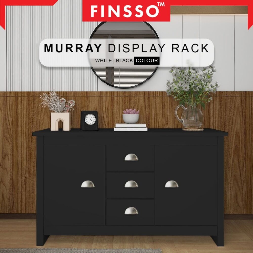 [PROMOTION!!  ] Finsso: Murray Display cabinet with 3 Drawers & 2 Storage Cabinet/ 4ft Cabinet / Coffee Table - Image 4