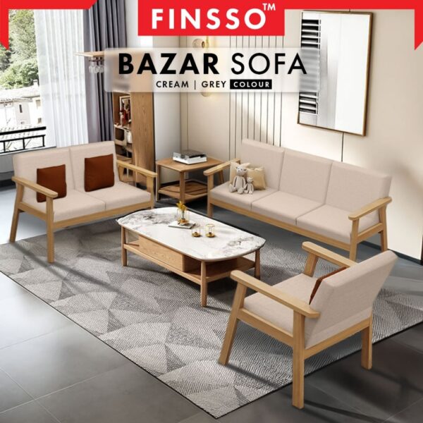 [Limited Deals, RM20 OFF!  ] Luxury Wooden Sofa 2 & 3 Seater/ Solid Wood Frame/ Sofa Kayu Tahan Lama/ Bazar