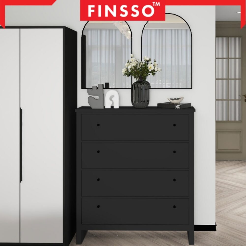 [NEW ARRIVAL ✅] FINSSO: Basra Chest Drawer Clothes Storage With Knob/ Almari Baju - Laci Baju / Wardrobe Chest - Image 6