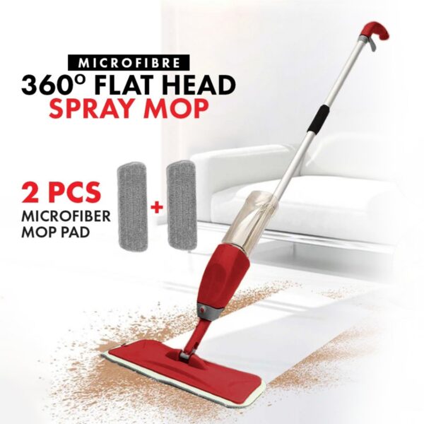 SPRAY MOP with EXTRA Micro-Fibre Pad Headed/ Rectangular headed / Mop Lantai 360 Pusing
