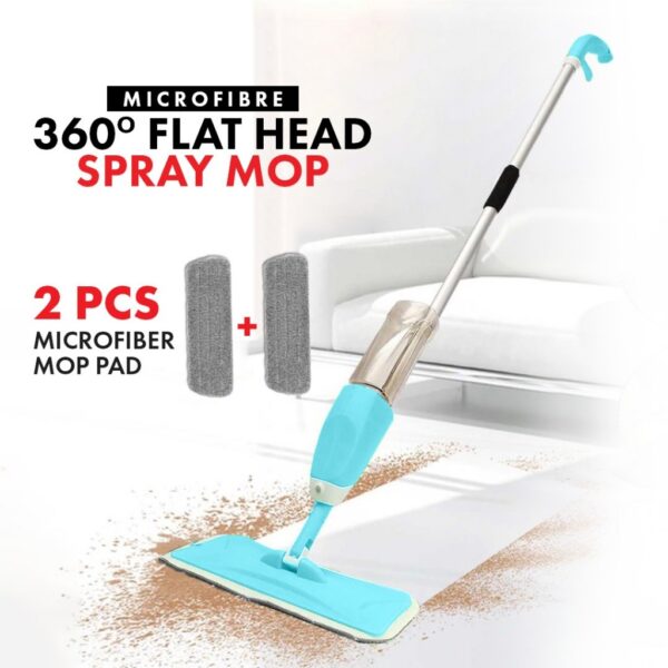 SPRAY MOP with EXTRA Micro-Fibre Pad Headed/ Rectangular headed / Mop Lantai 360 Pusing