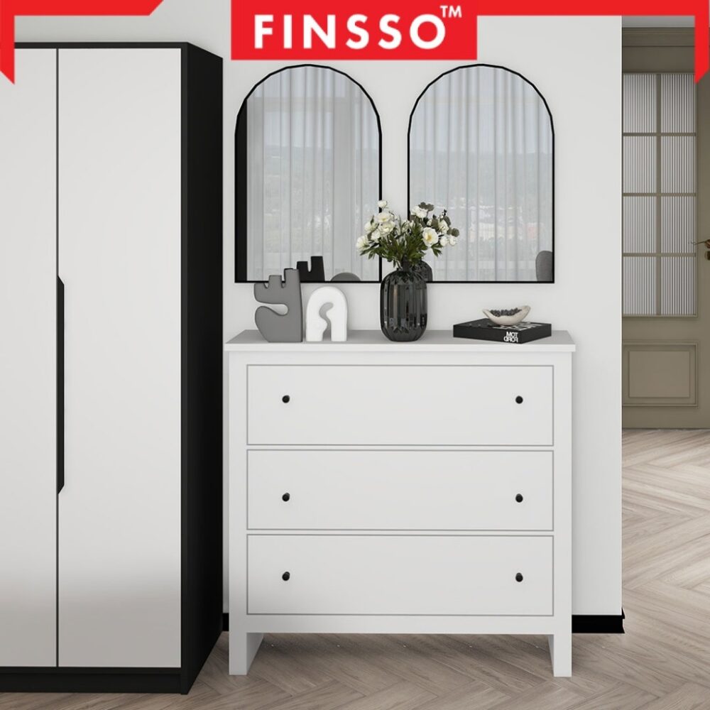 [NEW ARRIVAL ✅] FINSSO: Basra Chest Drawer Clothes Storage With Knob/ Almari Baju - Laci Baju / Wardrobe Chest - Image 2
