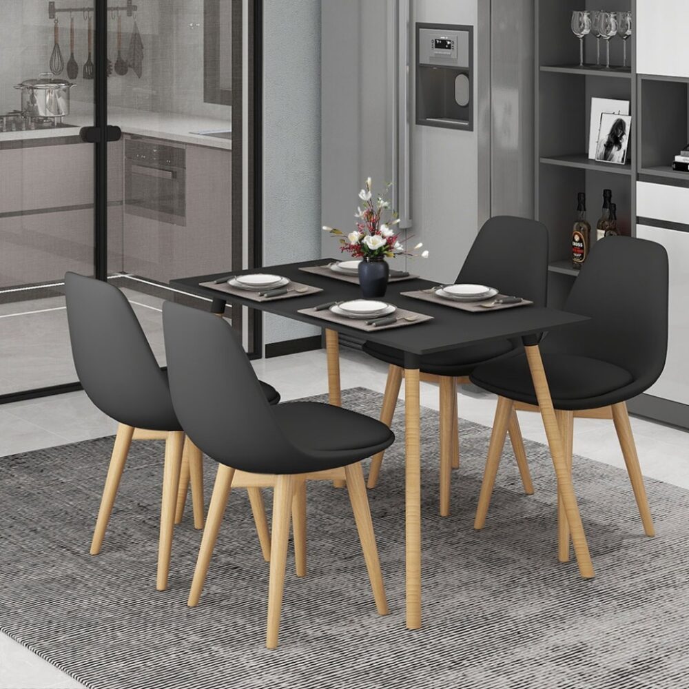 Finsso: Eames Dining Table Set Rectangular Modern Meja Makan /4 kerusi makan/ Dining Set - Image 2