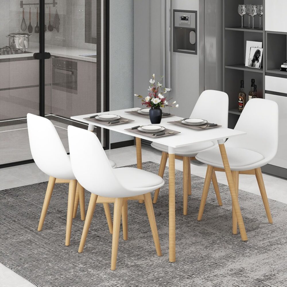 Finsso: Eames Dining Table Set Rectangular Modern Meja Makan /4 kerusi makan/ Dining Set - Image 2