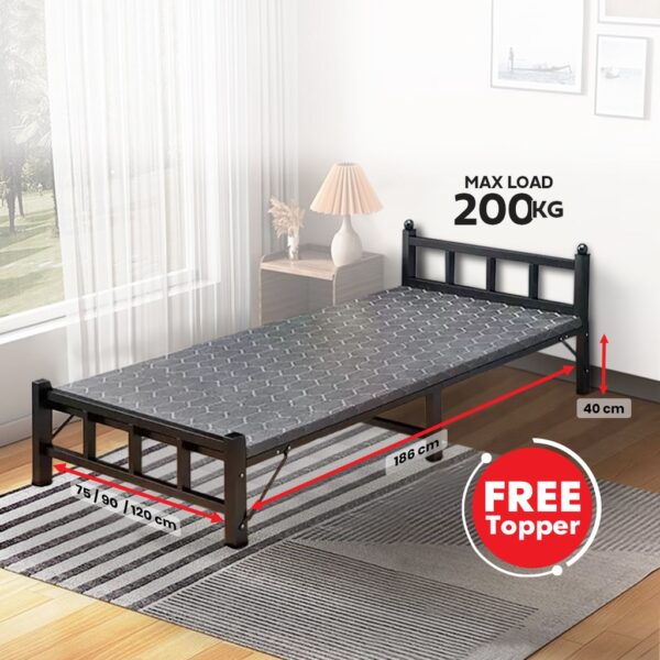 75/90/100/120 CM ARIAL bed frame WITH FREE papan atas / katil single boleh berlipat Stong & Stable