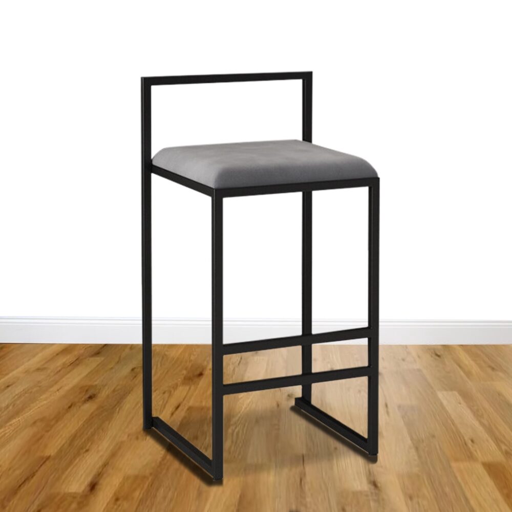Zavier Black Steel High Bar Stool - Image 2