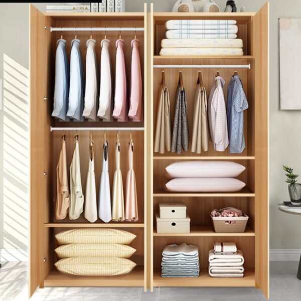 4 door wooden wardrobe/2door multifunctional wardrobe WITH 2 hanging pole