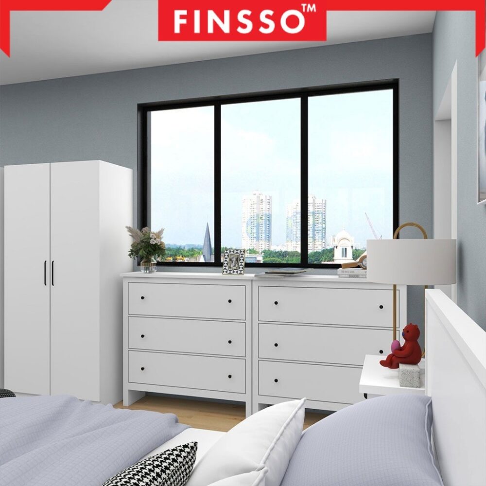 [NEW ARRIVAL ✅] FINSSO: Basra Chest Drawer Clothes Storage With Knob/ Almari Baju - Laci Baju / Wardrobe Chest - Image 4