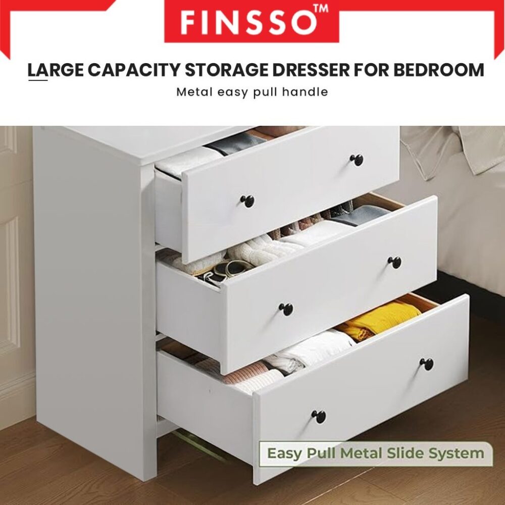 [NEW ARRIVAL ✅] FINSSO: Basra Chest Drawer Clothes Storage With Knob/ Almari Baju - Laci Baju / Wardrobe Chest - Image 7