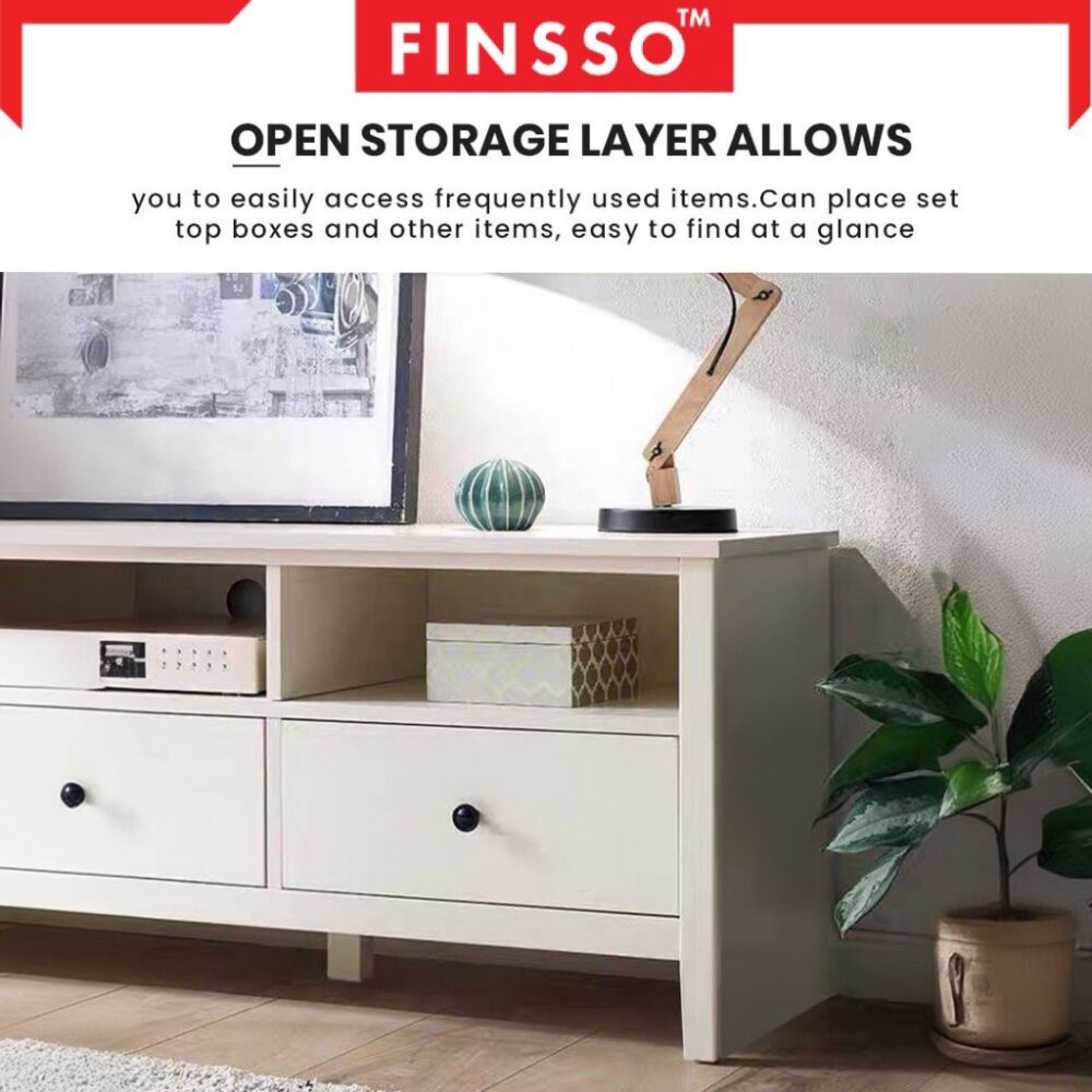 Basra Series TV Cabinet Modernist Design / Tv Rack / Console / Rak TV Meja 3 Drawer TV Console White Color - Image 8
