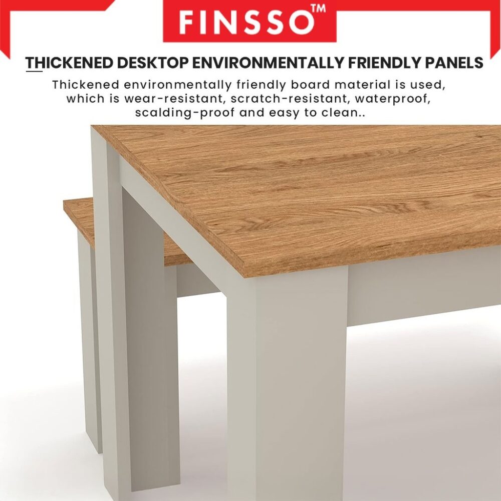 Finsso : Sloten Dining Table with 2 benches / Contemporary Simple Rectangular/ set meja makan / dining table/ 4-6 orang - Image 8