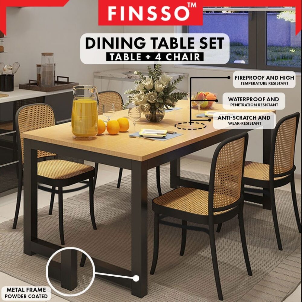 Meja Makan Kayu Solid & Tebal 4-8 Kerusi | Premium Dining Table Set | Meja Tahan Lasak & Anti Goyang - Image 2