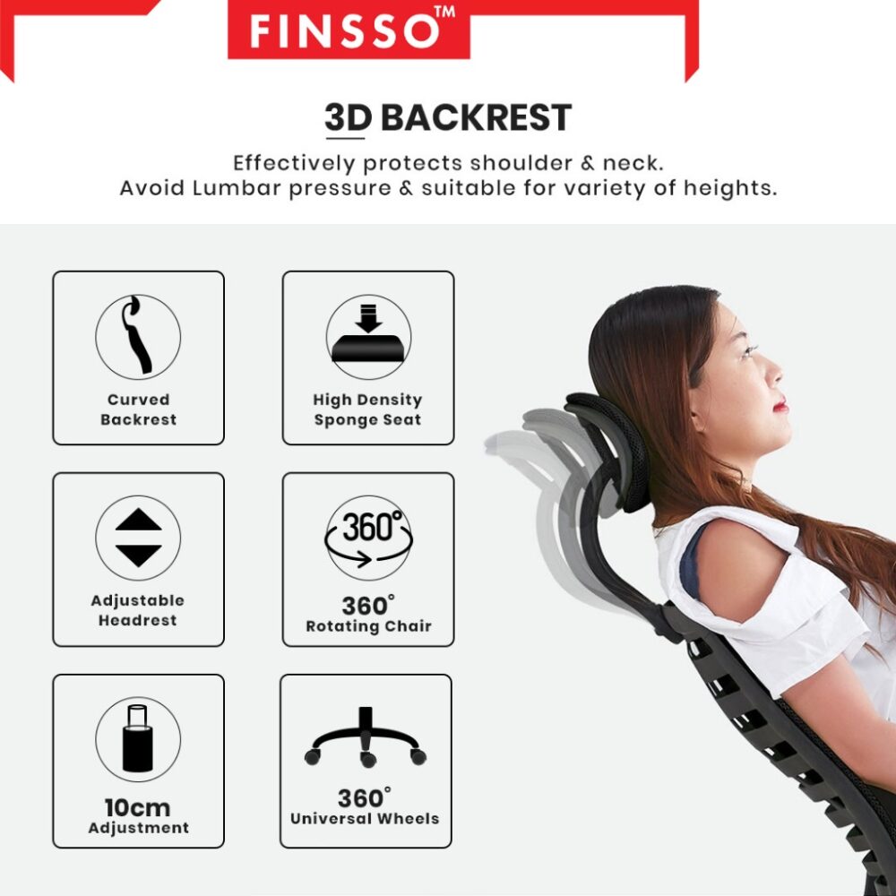 High Mesh Back Office Chair/ Adjustable Office Chair With Caster Wheels/OC- 948 LARGE - Image 7
