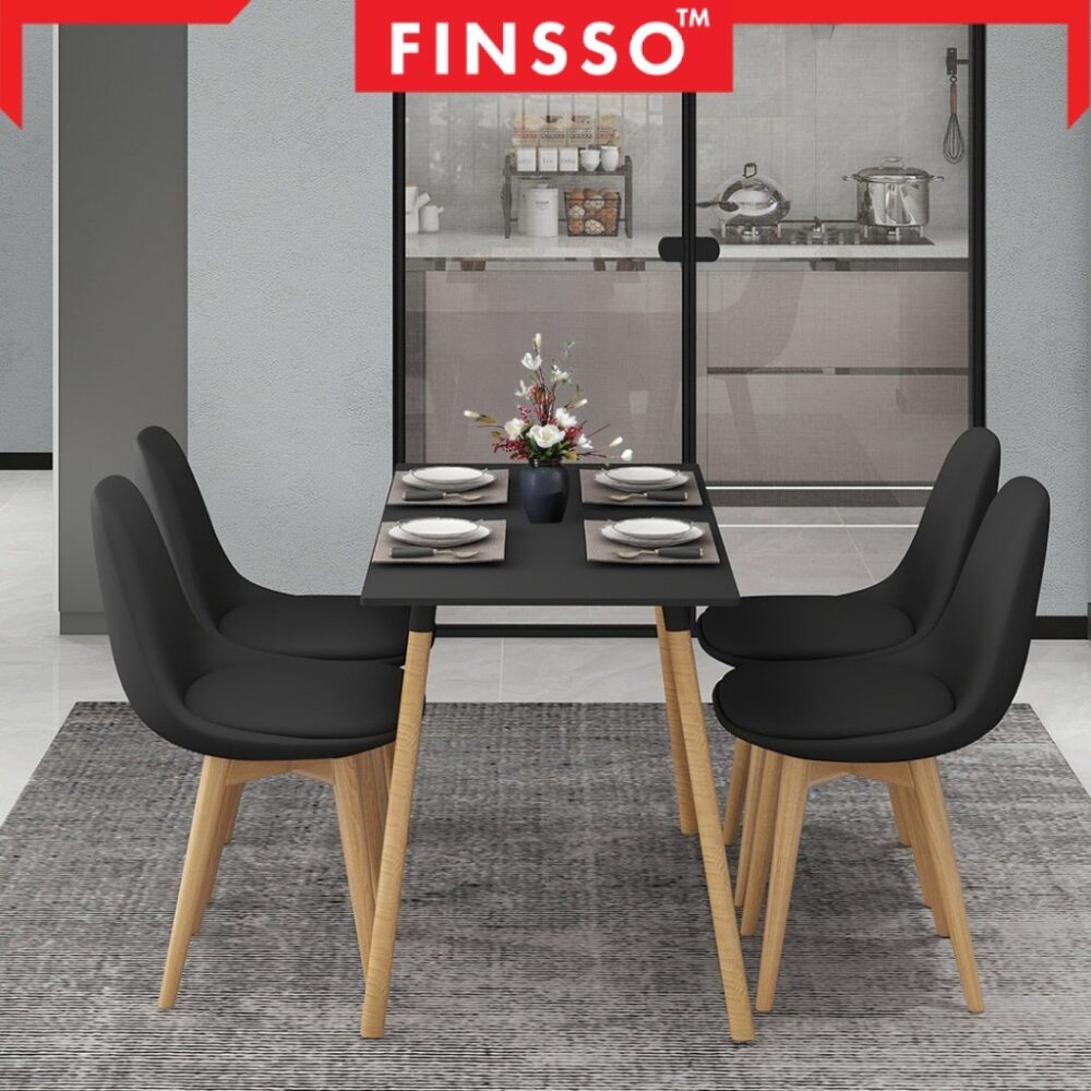 Finsso: Eames Dining Table Set Rectangular Modern Meja Makan /4 kerusi makan/ Dining Set - Image 5