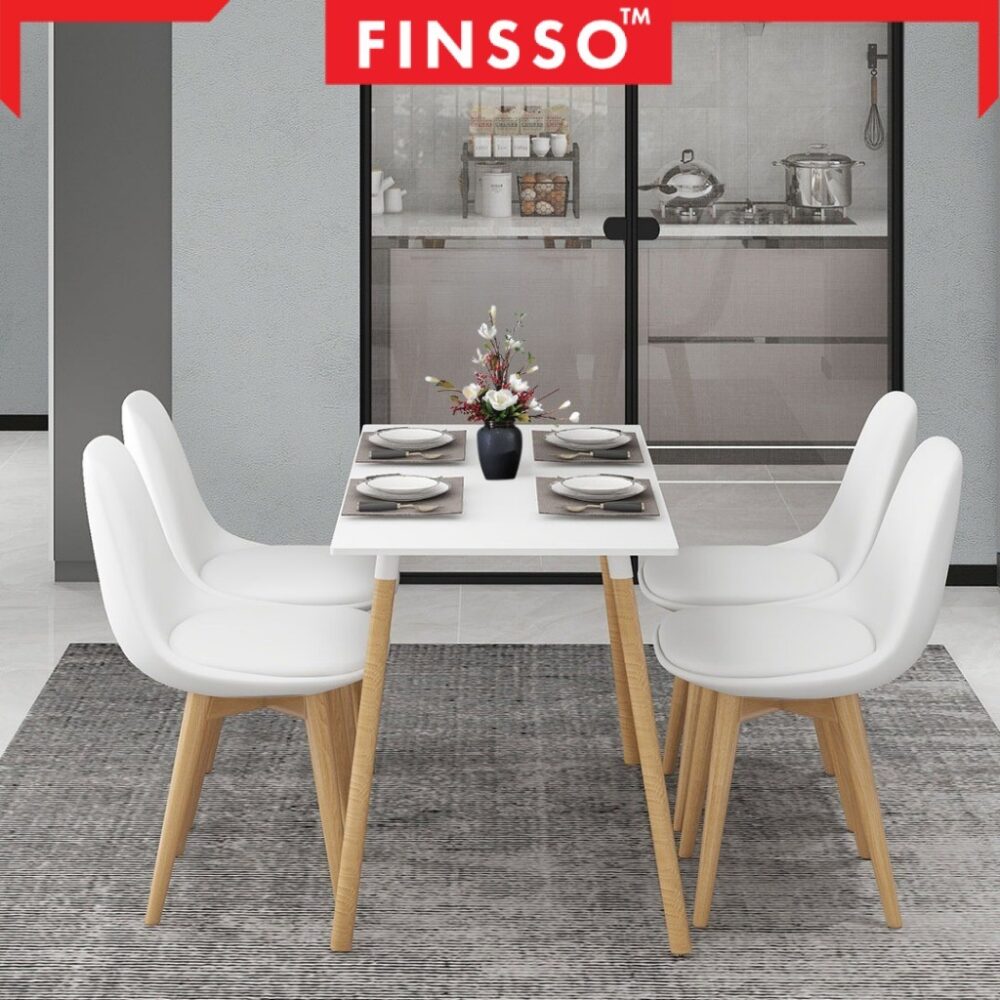 Finsso: Eames Dining Table Set Rectangular Modern Meja Makan /4 kerusi makan/ Dining Set - Image 4