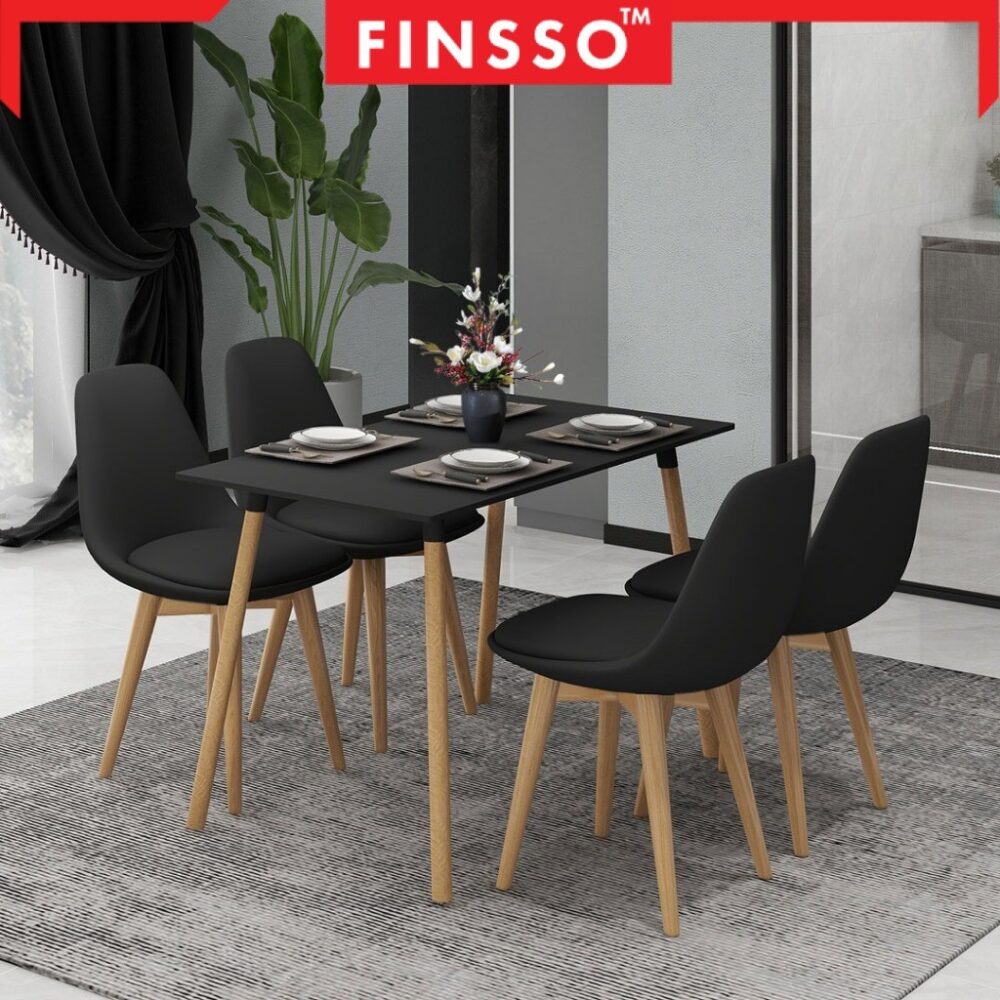 Finsso: Eames Dining Table Set Rectangular Modern Meja Makan /4 kerusi makan/ Dining Set - Image 3