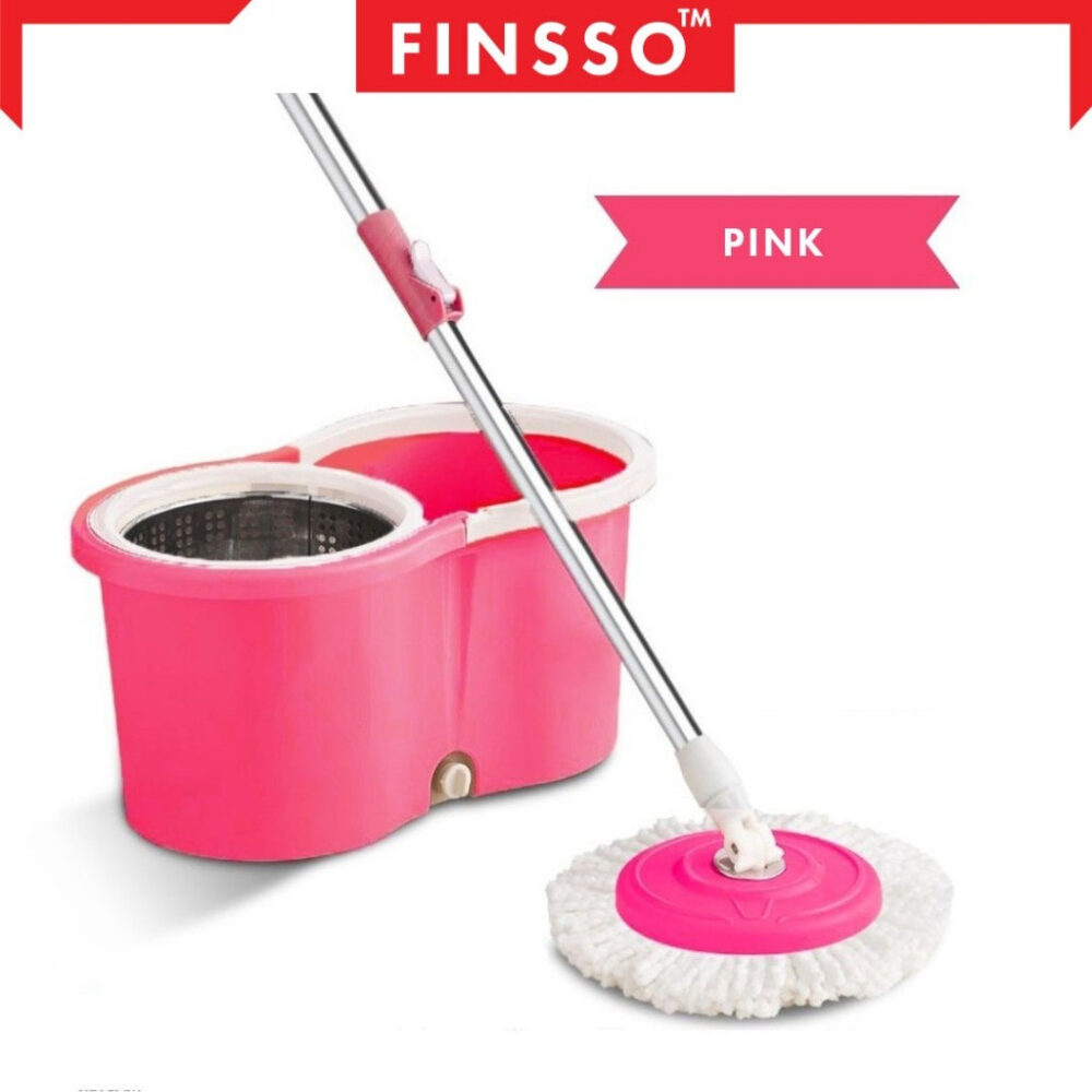 Stainless Steel Spin Mop with Basket & Wheels Multiple Color Choice Semi-auto Spin Mop - Image 2