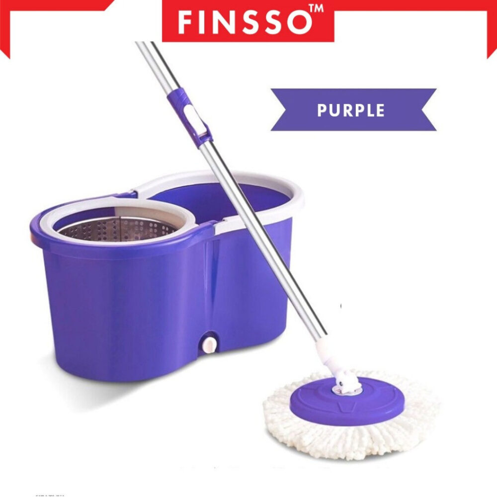 Stainless Steel Spin Mop with Basket & Wheels Multiple Color Choice Semi-auto Spin Mop - Image 5