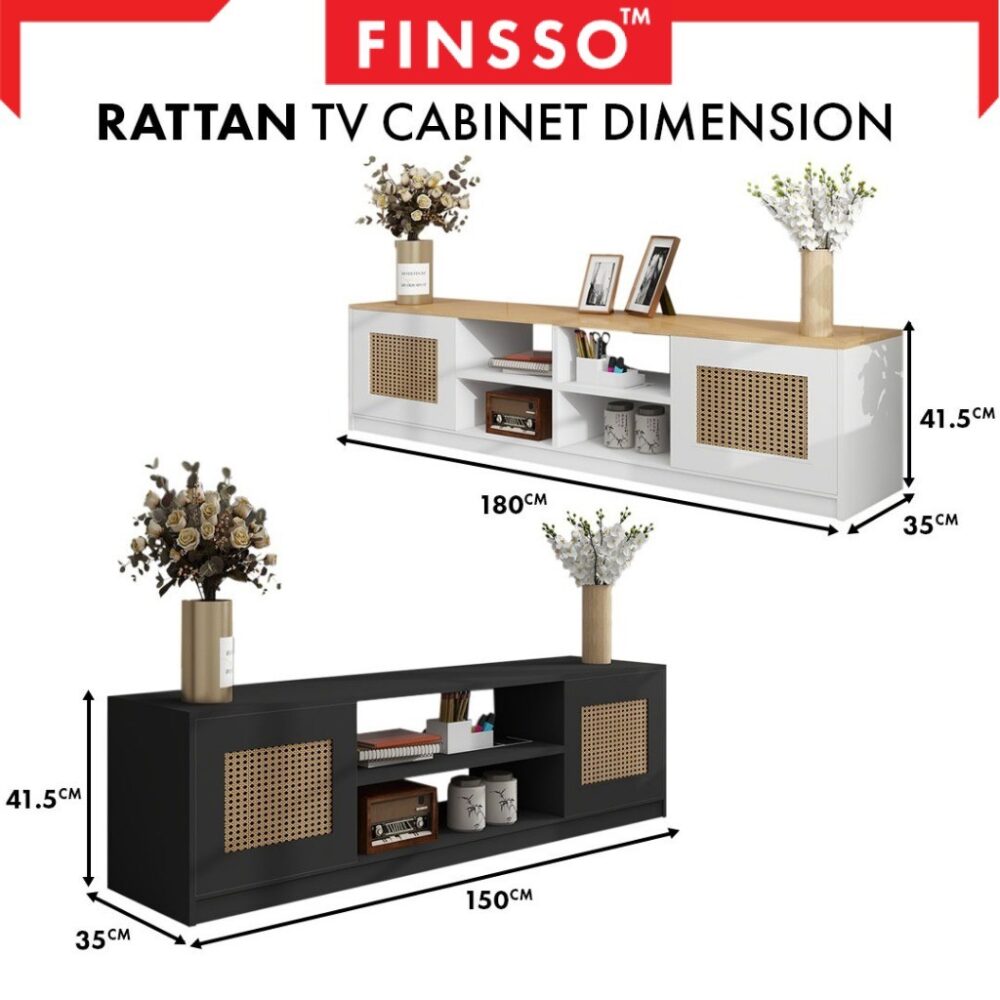 Finsso : Rattan TV Cabinet/ Size 6/5 Feet /TV Console/ Rak TV /Almari Tv /tv kabinet - Image 5