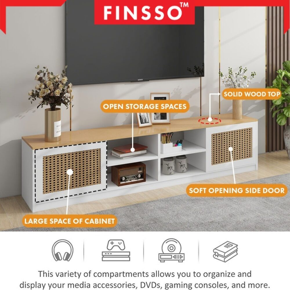Finsso : Rattan TV Cabinet/ Size 6/5 Feet /TV Console/ Rak TV /Almari Tv /tv kabinet - Image 3