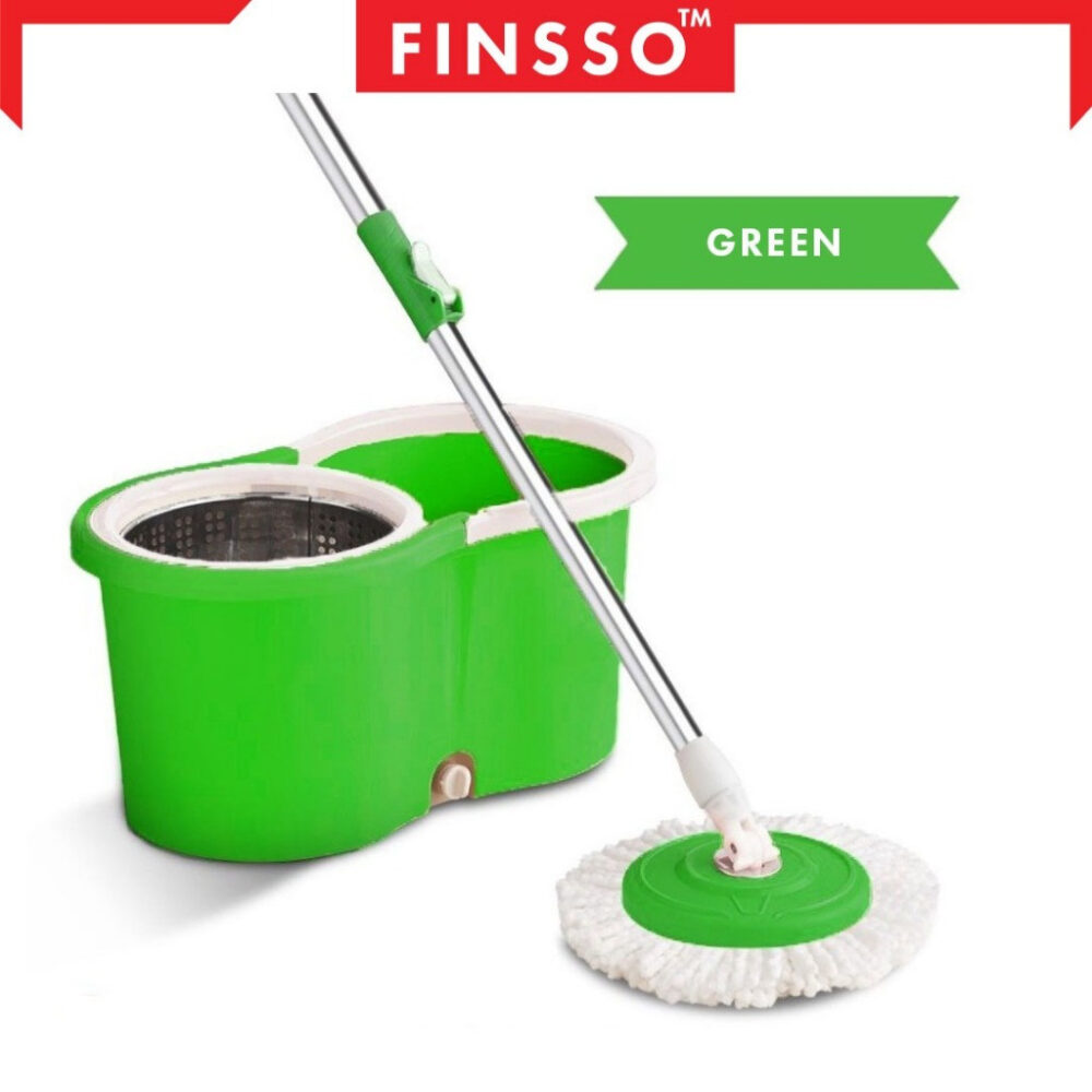 Stainless Steel Spin Mop with Basket & Wheels Multiple Color Choice Semi-auto Spin Mop - Image 3
