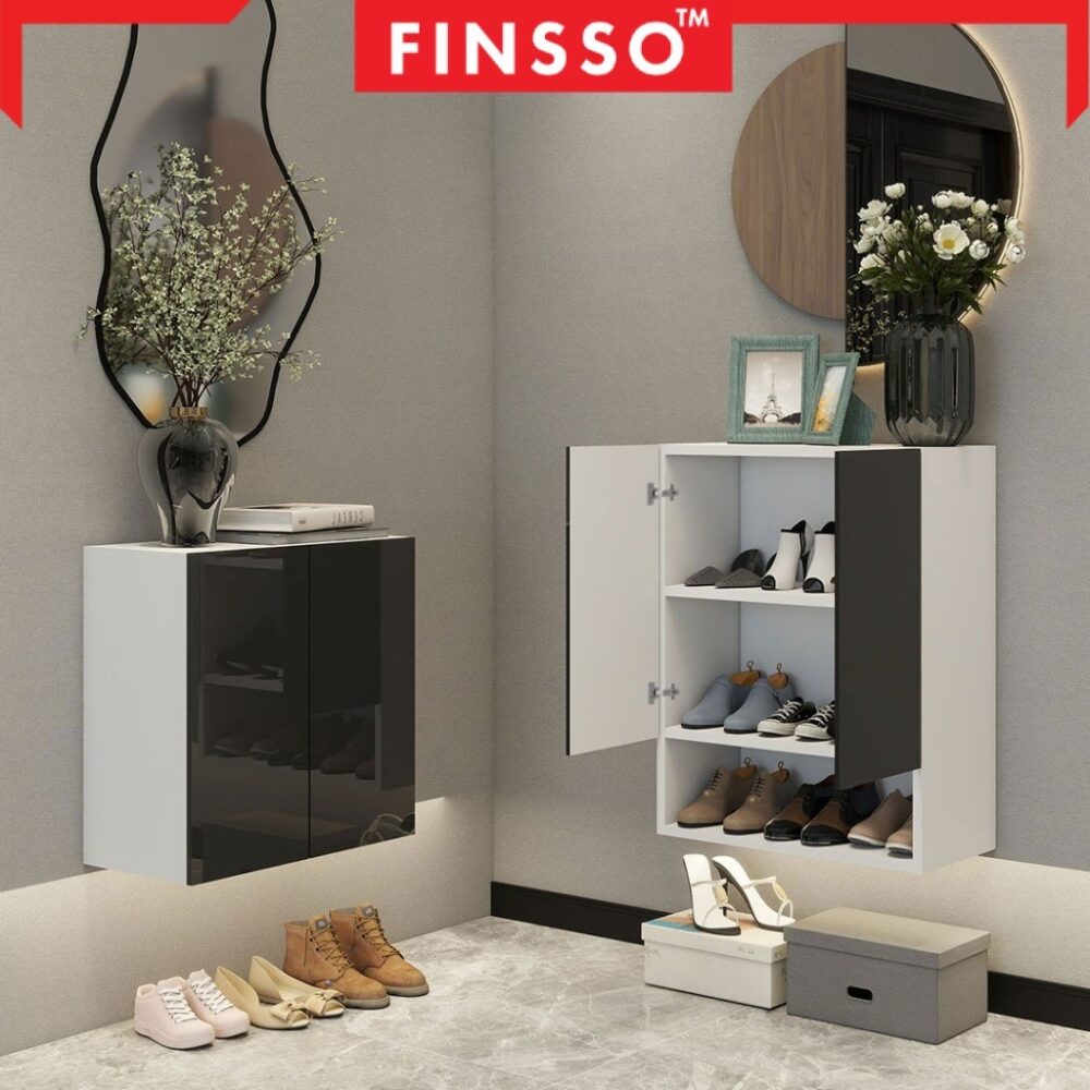 [NEW ✅] Finsso: Norhill Wall Shoe Cabinet with Shelf/ Wooden Shoe Organizer/ shoe rack storage/ kabinet rak kasut - Image 5