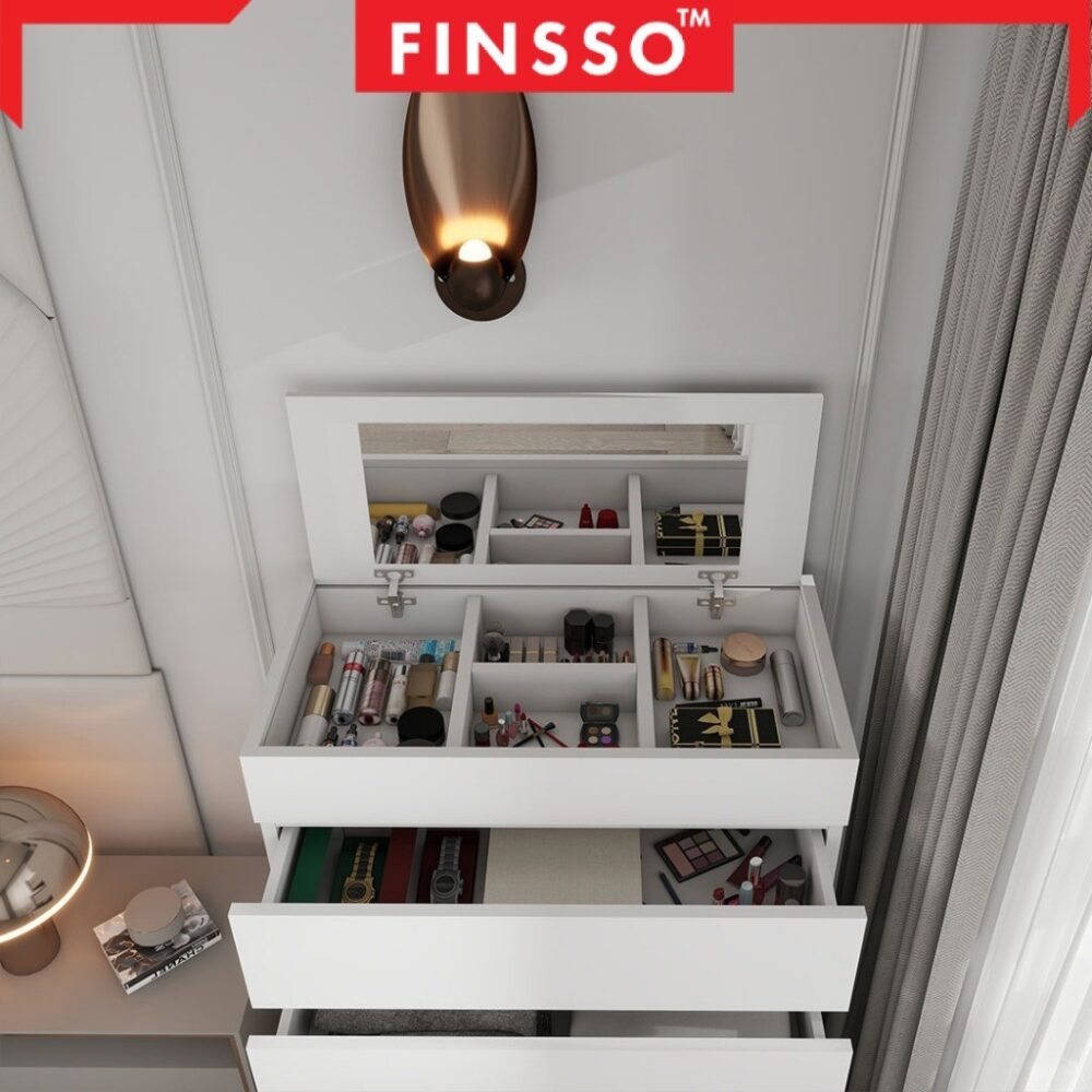 [ON SALE!  ] Finsso: 4 Layers Chest Drawer/ Cabinet Big Size/ Glass Top Display/ Open Mirror - Image 6