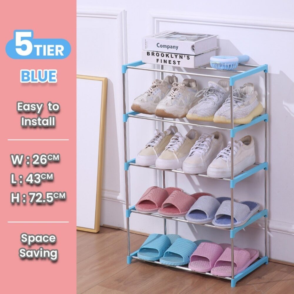 FESCUE 3 Layer Metal Shoe Rack Multifunction Simple Bathroom Organiser Multi Tier Layer Home Furniture Shoe She - Image 2
