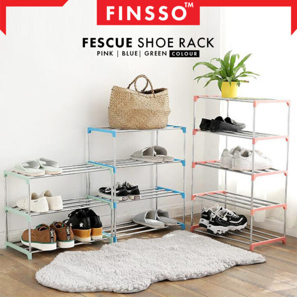 FESCUE 3 Layer Metal Shoe Rack Multifunction Simple Bathroom Organiser Multi Tier Layer Home Furniture Shoe She