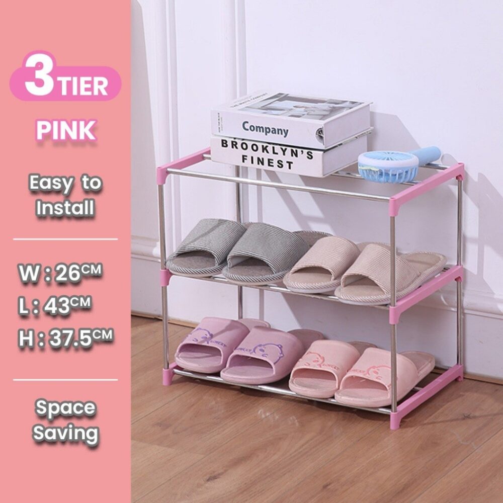 FESCUE 3 Layer Metal Shoe Rack Multifunction Simple Bathroom Organiser Multi Tier Layer Home Furniture Shoe She - Image 8