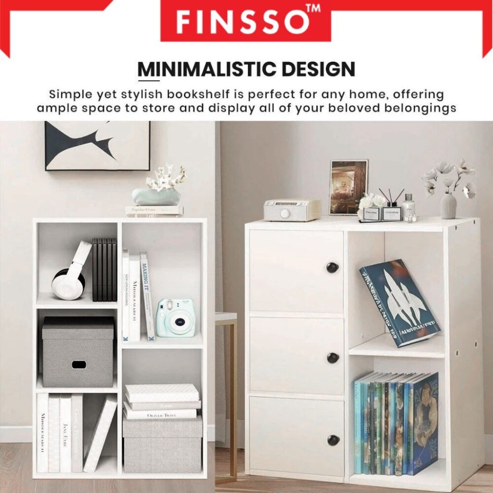 [New ✅] Finsso: 5 Tier Wooden Bookshelf with 3 Doors/ Almari Buku Budak/ Rak Buku Bertutup/ Rak Dapur/ Storage Cabinet - Image 8