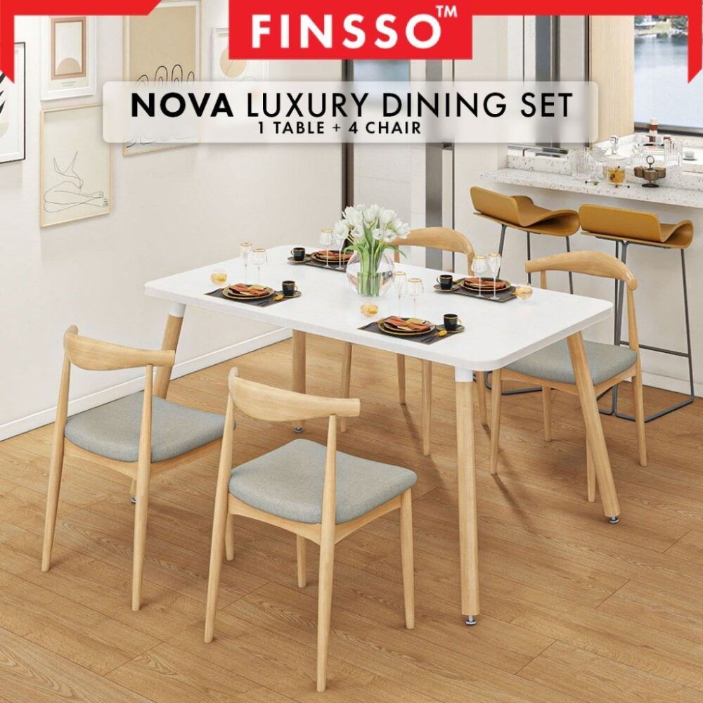 [SALE!  ] FINSSO: Nova Set Meja Makan Moden Minimalis - Meja & Kerusi 4 Orang / Dining Table Small Family (Boleh Custom) - Image 3