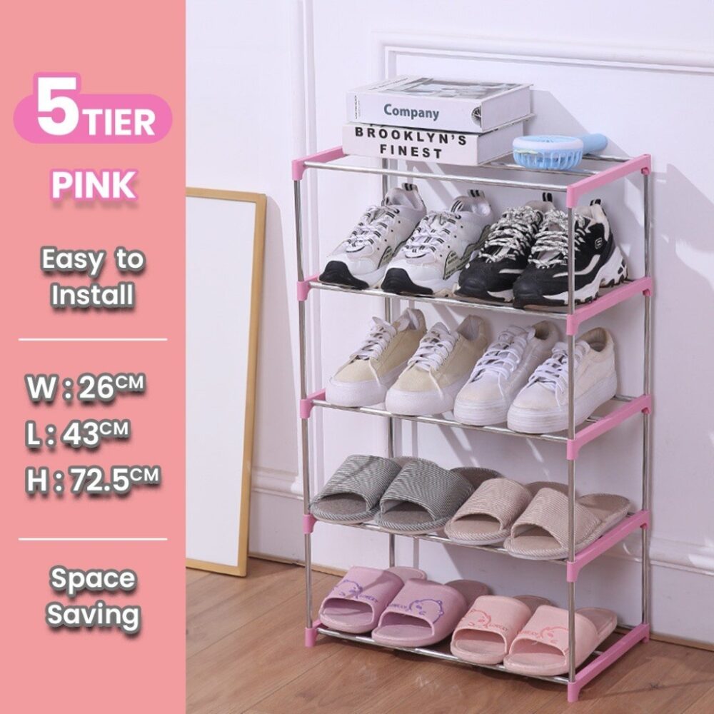 FESCUE 3 Layer Metal Shoe Rack Multifunction Simple Bathroom Organiser Multi Tier Layer Home Furniture Shoe She - Image 4