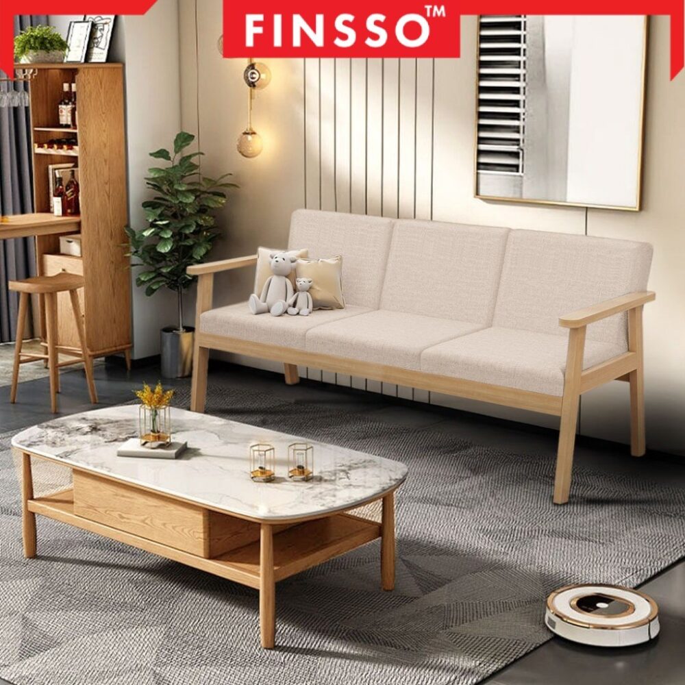 [Limited Deals, RM20 OFF!  ] Luxury Wooden Sofa 2 & 3 Seater/ Solid Wood Frame/ Sofa Kayu Tahan Lama/ Bazar - Image 4