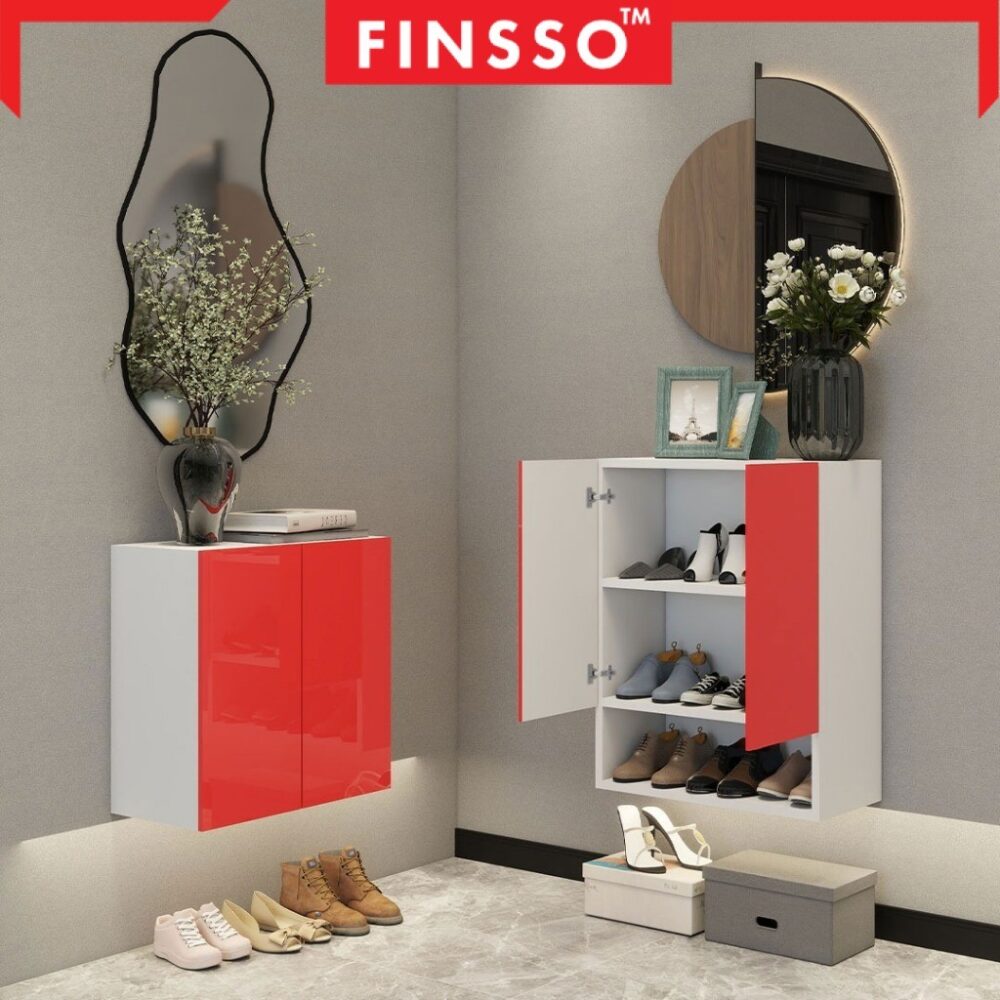 [NEW ✅] Finsso: Norhill Wall Shoe Cabinet with Shelf/ Wooden Shoe Organizer/ shoe rack storage/ kabinet rak kasut - Image 6