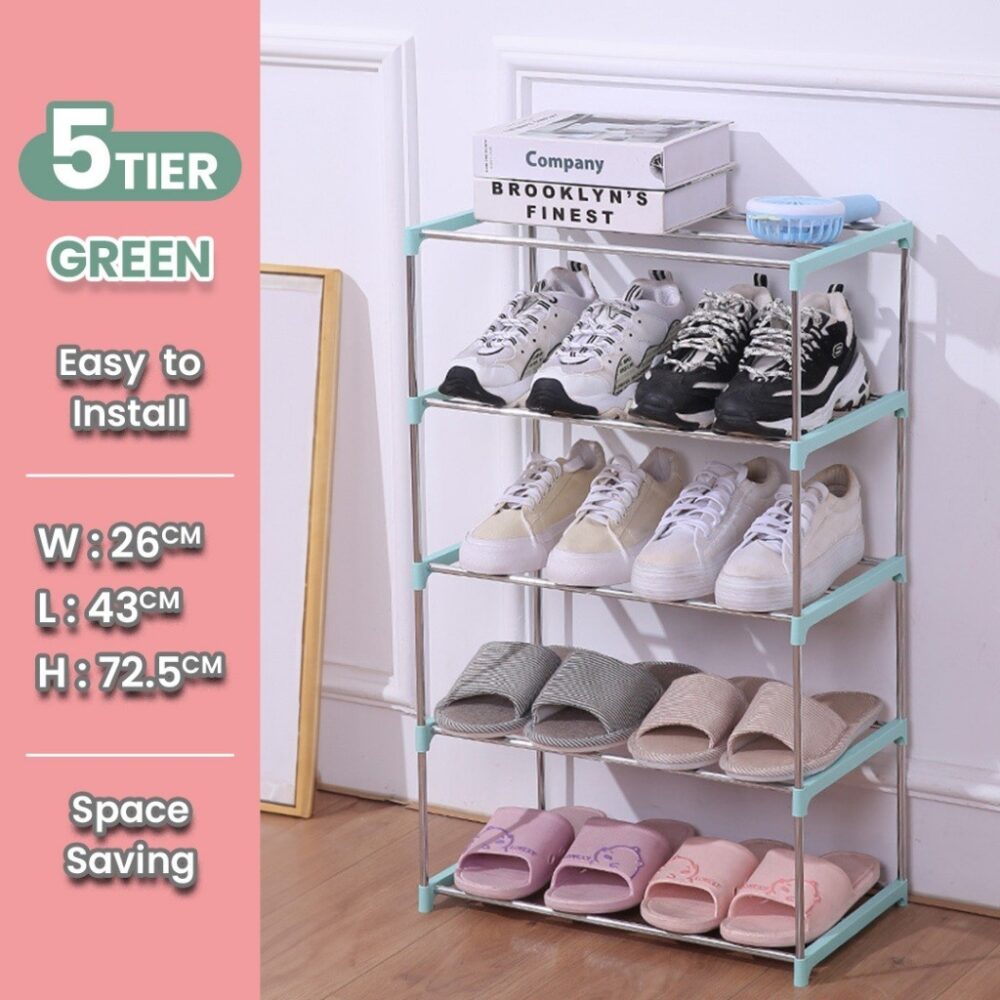 FESCUE 3 Layer Metal Shoe Rack Multifunction Simple Bathroom Organiser Multi Tier Layer Home Furniture Shoe She - Image 3