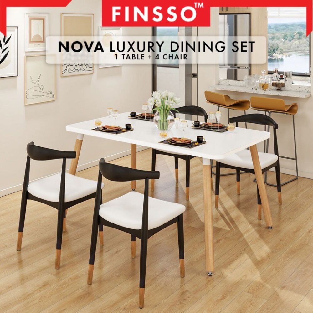 [SALE!  ] FINSSO: Nova Set Meja Makan Moden Minimalis - Meja & Kerusi 4 Orang / Dining Table Small Family (Boleh Custom) - Image 2